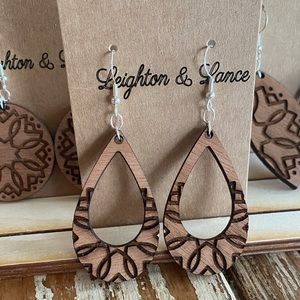 New Wood Engraved Sapele Earrings